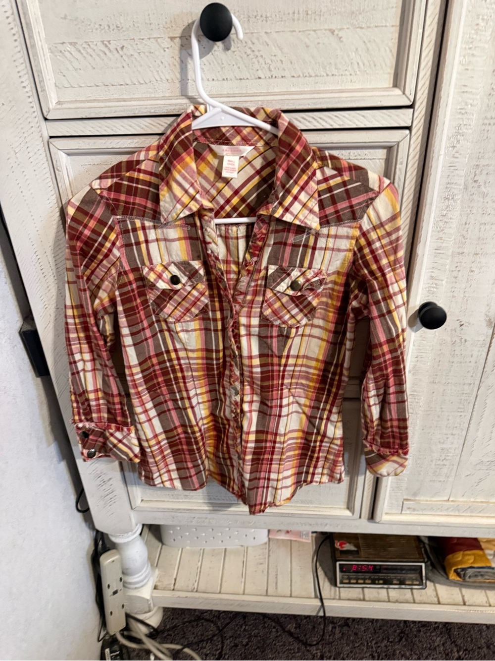 Arizona Jean Company Red Yellow Plaid Button-Down Shirt